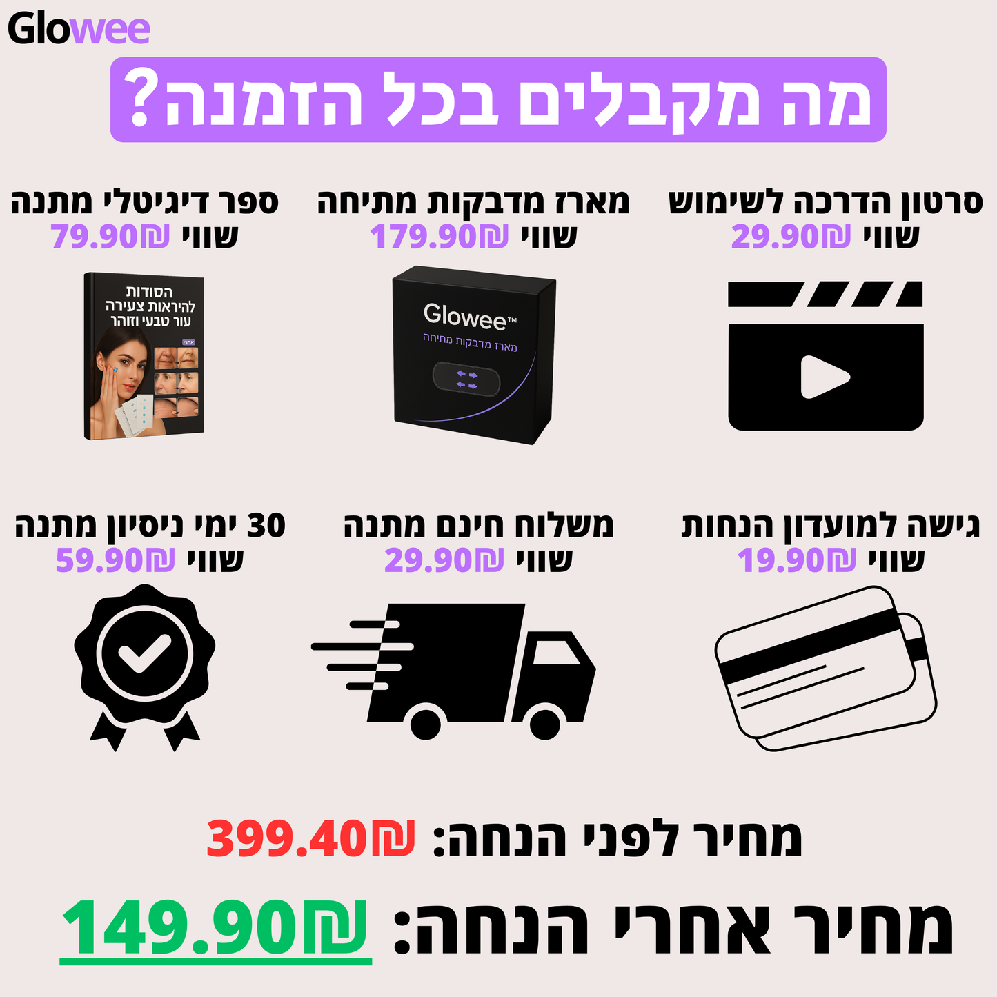 GloweeLift™ - מארז מדבקות